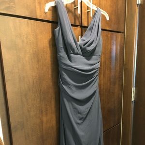 Long navy blue bridesmaid dress